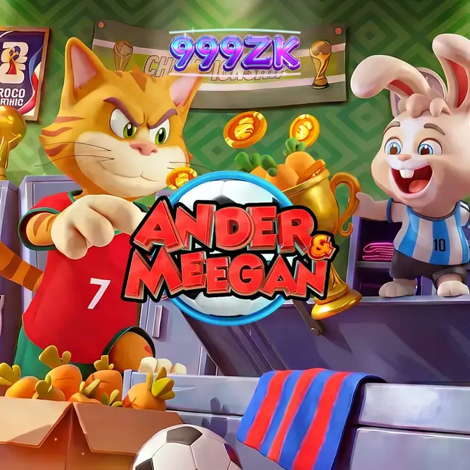Tampilan visual slot Ander & Meegan dengan elemen sepak bola yang dinamis